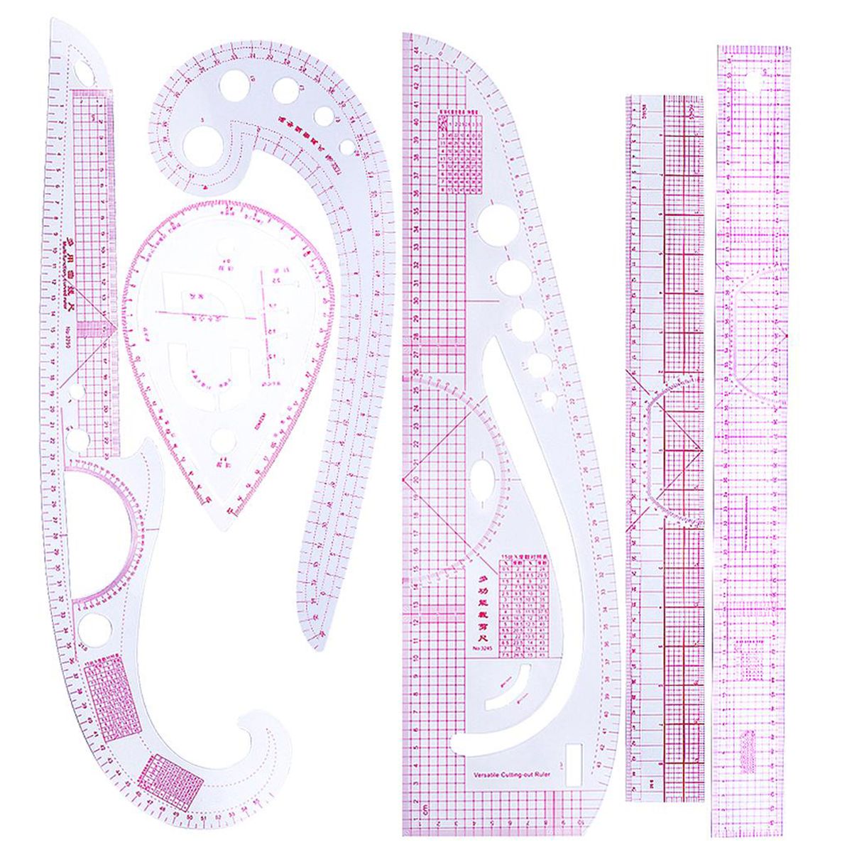 6PCS French Metric Ruler Clothing Fashion Ruler Curve Shaped