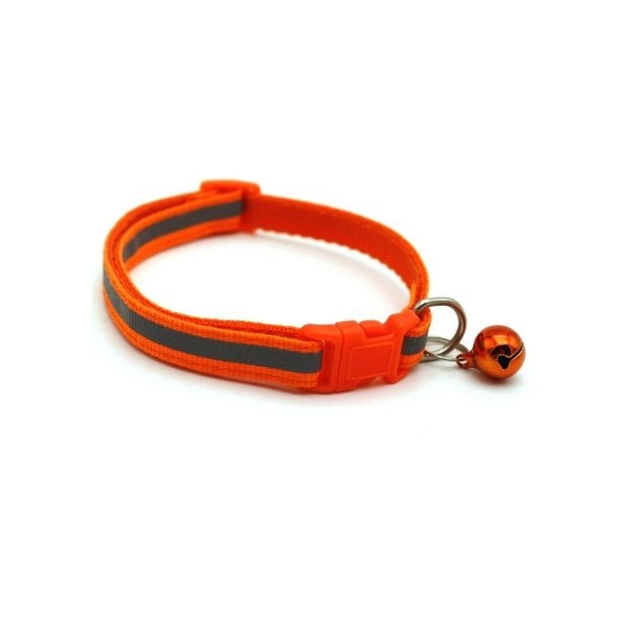 Reflective Collar For Cat Puppy And Small Dogs With Bell Orange