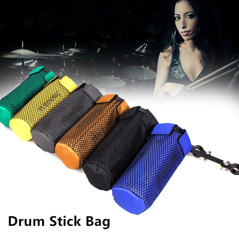 Portable Solid Mesh Drum Stick Holder Pouch Waterproof Drumsticks Storage Bag With Hanging Strap