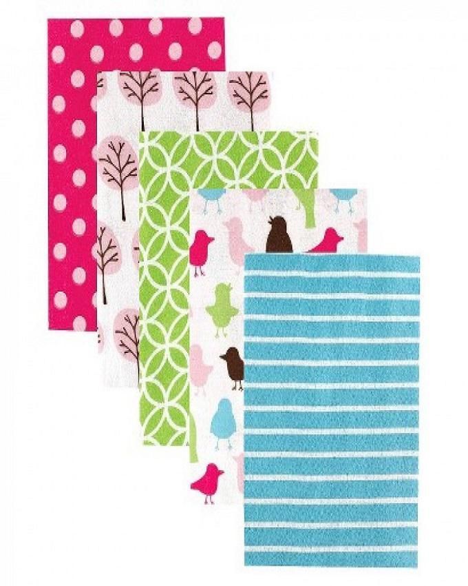 5 Pack Flannel Receiving Blankets - Multicolor