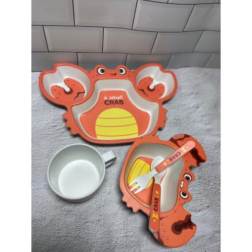 Suit Crap Pattern Tableware Bamboo Plates For Baby - 5Pcs