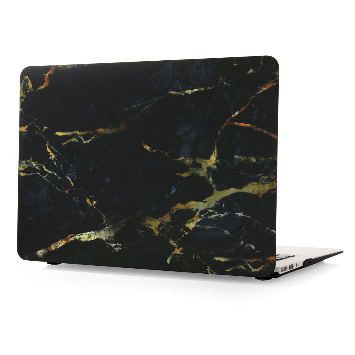 13" Air Case, Marble Hard Rubberized Cover For Macbook Air 13.3 Inch, Black/Gold
