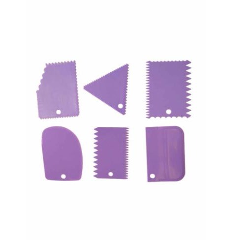 6-piece Cake Decorating Scraper Set, Purple, 13 Centimeter