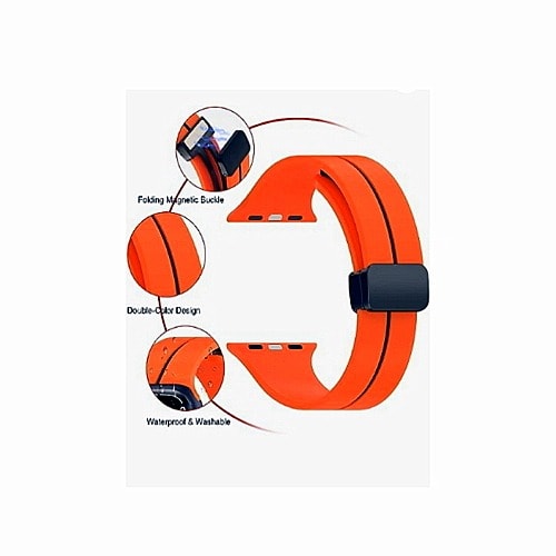 Silicone Magnetic Strap For IWatch - 42mm 44mm 45mm - orange