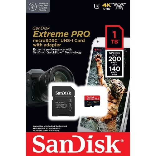 Extreme Pro 1TB 200mb/s Microsdxc Uhs-1 Card With Adapter sdsqxcd-1t00-gn6ma