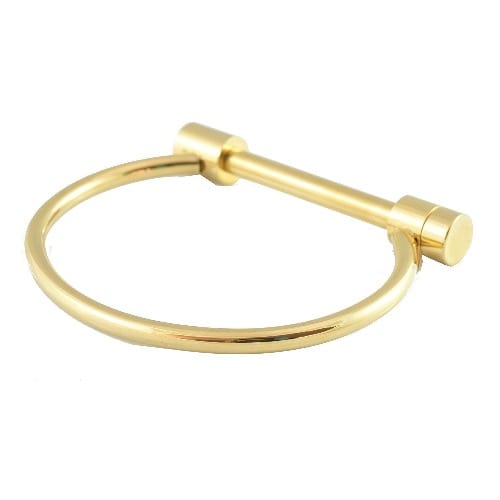 Stainless Steel Screw  Shackle Cuff D Shape Unisex Bracelet -Gold