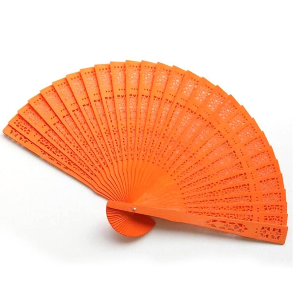 Wedding Fan Wood Chinese Hollow 1PC Pocket Foldable Home Carved Fan Multi Fan Color Favors Gifts Party Bridal Hand Vintage Decor