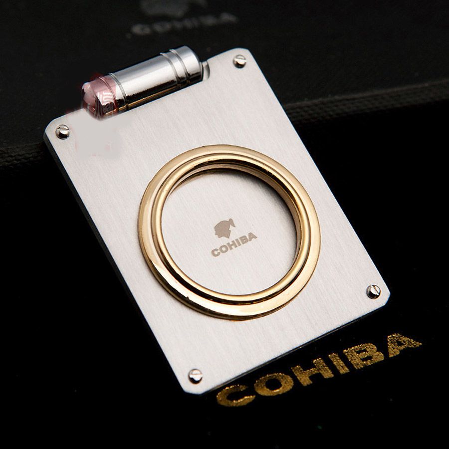 COHIBA Cigar Cutter Double Blade Stainless Steel Metal Wood