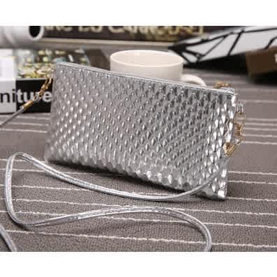 Women's SquareShell Pattern Cross Bag - 10131 - Silver