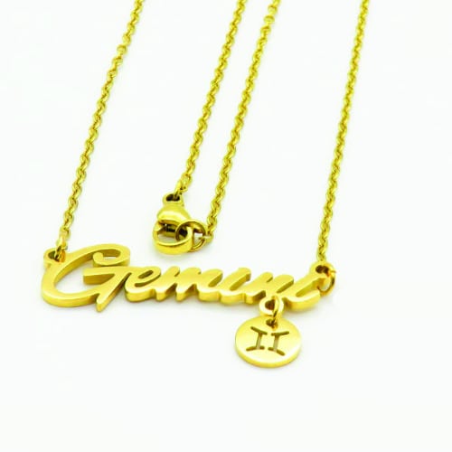 Zodiac Sign Tag Necklace - Gemini