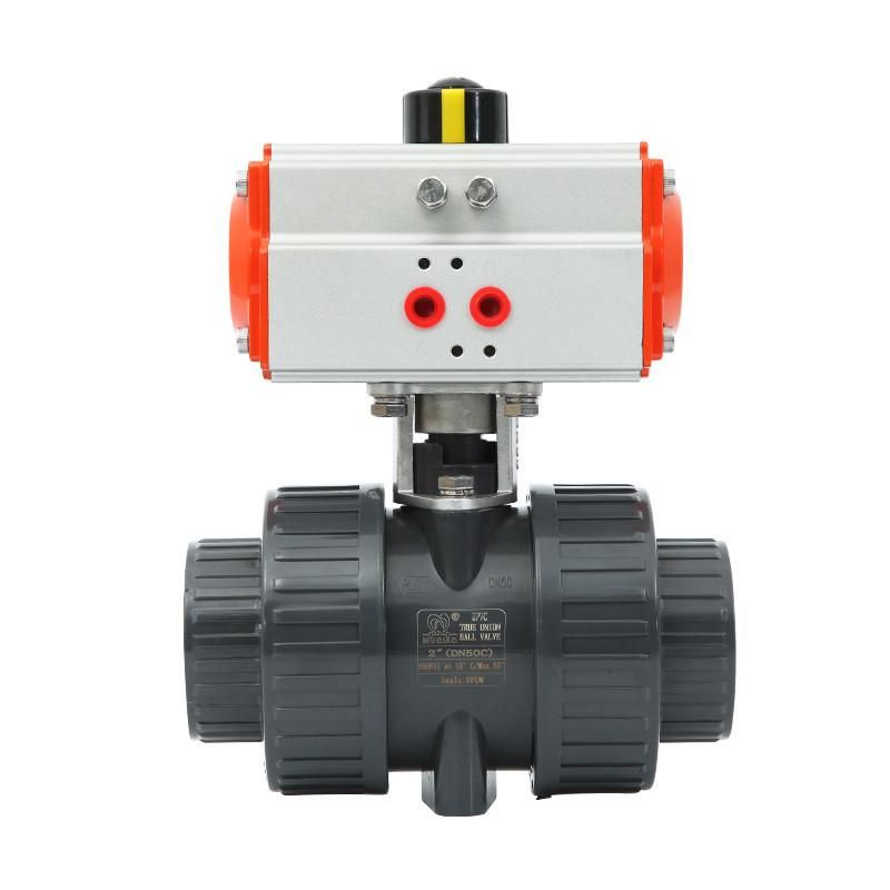 Pneumatic UPVC Ball Valve Q611F-10S Pneumatic PVC Ball Valve Loose Joint Double Union Socket PVC Plastic Ball