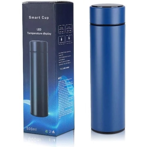 Vacuum Insulated Water Bottle With Led Temperature Display - 500ml - Blue