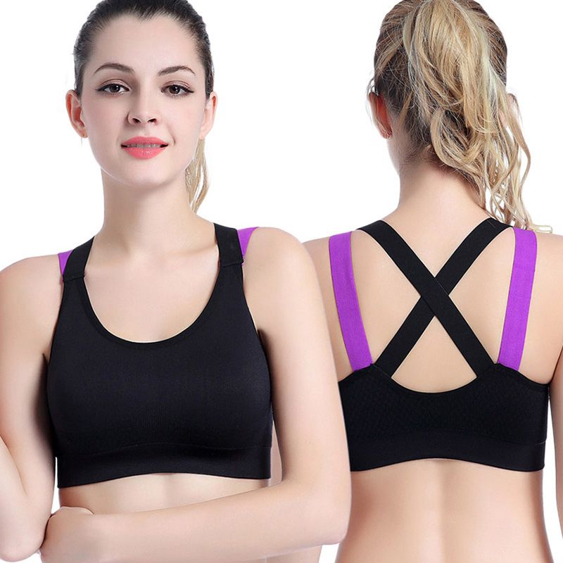 Sexy Sports Bra Top For Fitness Women Push Up Cross Straps Yoga Running Gym Femme Active Wear Padded Underwear Crop Tops Female 3828-Black
