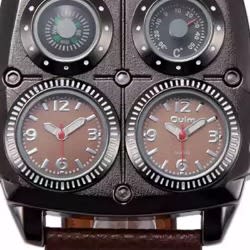 Dual Time Zone Thermometer Compass Watch