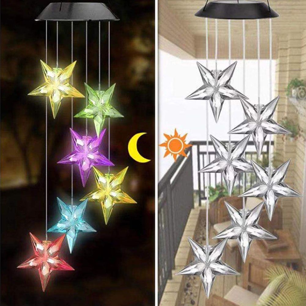 LED Solar Wind Chime Crystal Butterfly Hummingbird Colorful