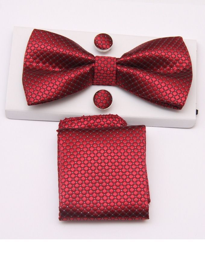 Men Bow Tie & Pocket Square - Wine