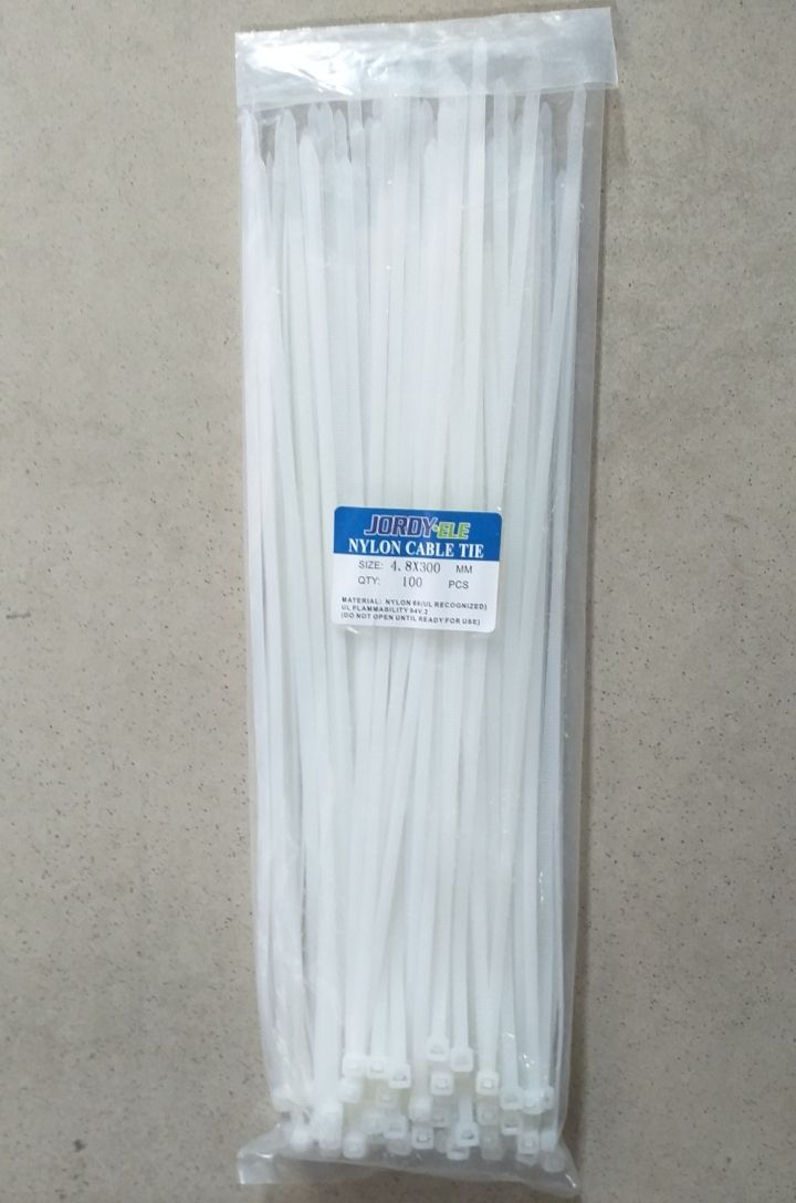 SELF-LOCKING NYLON CABLE TIE, 4.8*300MM WHITE