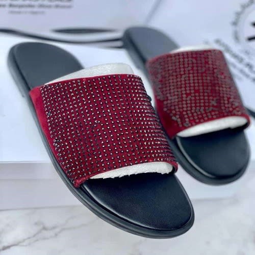 Leather Slippers -Wine