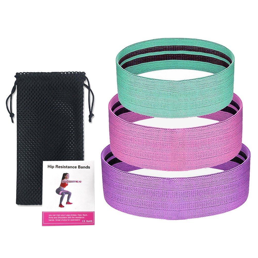 3PCS Sports Exercise Resistance Loop Bands Set Elastic Booty