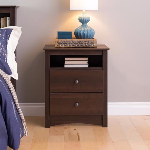 Ellsworth Espresso Tall 2 Drawer Night Stand - Brown