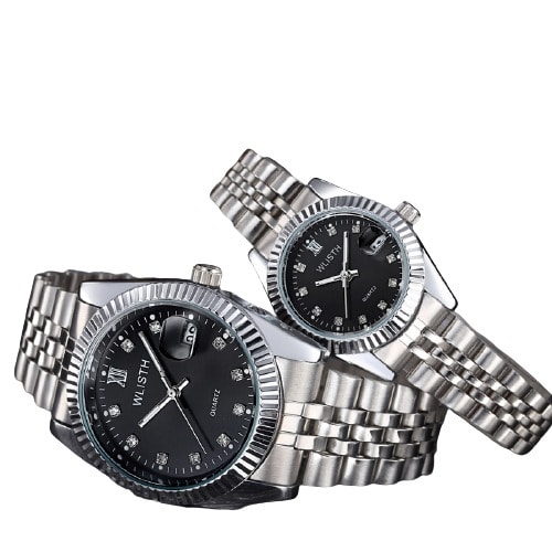 Wlisth Couple Watches - Silver - Black Face