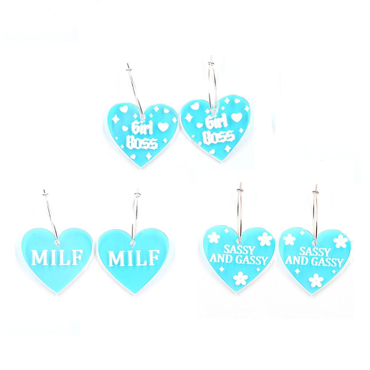 1pair New product CN Hoop Word heart Iridescent TRENDY Acrylic earrings Jewelry for women