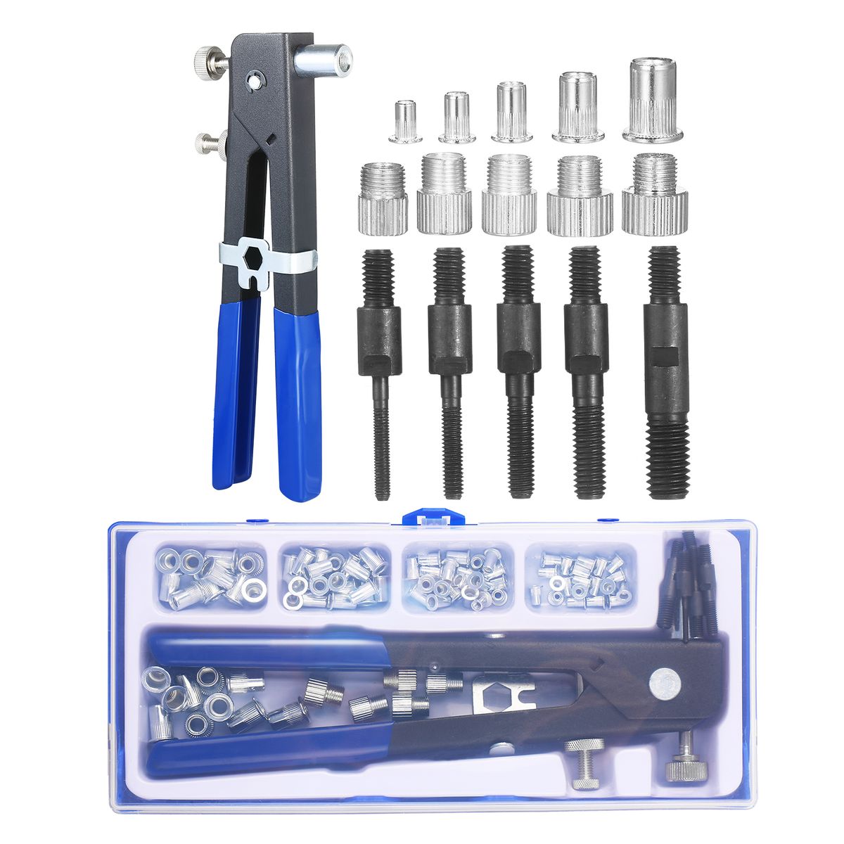 86PCS Rivet Nut Tool Kit Set Blind Rivet Nut Hand Riveter