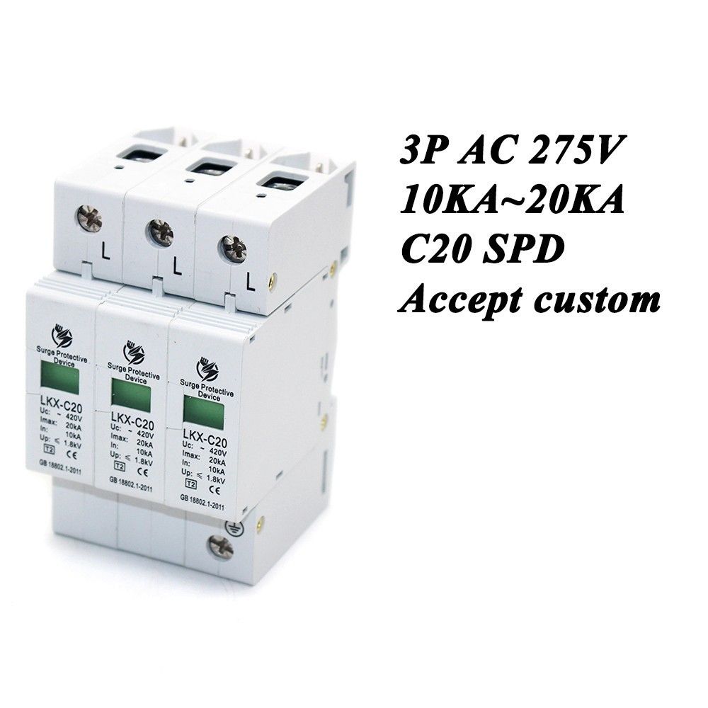 Hot Sale C20-3P 10KA~20KA ~275V AC SPD House Surge