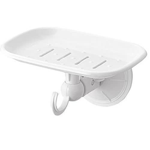 2 In 1 Multipurpose Super Suction Cup Plastic Soap Dish Holder With Towel Hook Hanger