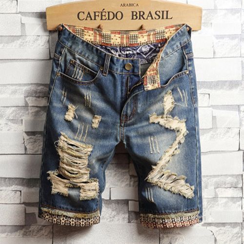 Men's Plus Size Fashion Retro Trend Ripped Denim Shorts