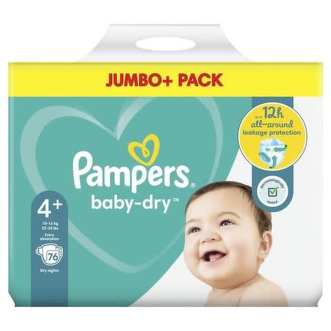 Baby-dry Size 4+ Nappies Jumbo+ Pack - 76-pack