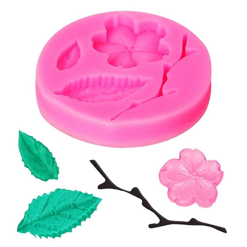 Flower Shape Candy Mould Fondant Cake Decorating Tools 3D Silicone DIY Chocolate Confectionery Mold Peach Blossom Shape