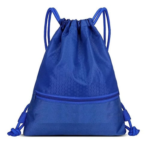 Waterproof Polyester Gym Drawstring Backpack- 17''x14'' -Blue