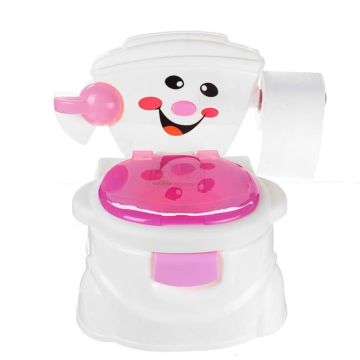 2 In 1 Music Kids Baby Toilet Training Children Toddler Potty Trainer Seat Chair Champagne Pink
