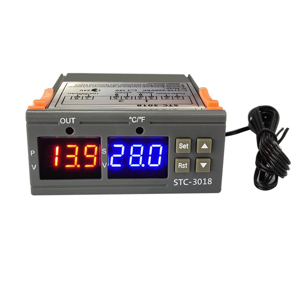 STC-3018 Temperature Controller, Digital LED Display Thermostat, Temperature Control Switch Micro Temperature Control Board Thermostat Sensor (24V)