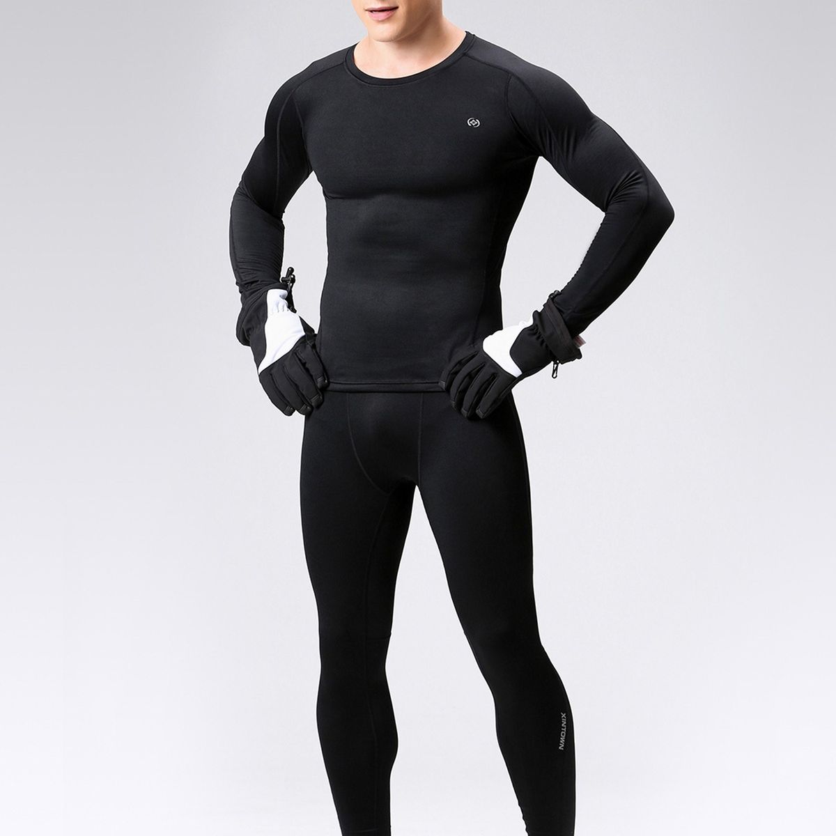 2PCS Men Winter Thermal Underwear Fleece Lining Thick Warm O