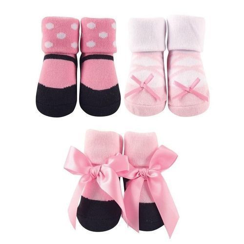 Baby-Girls Shoe Socks 3-Piece - Pink