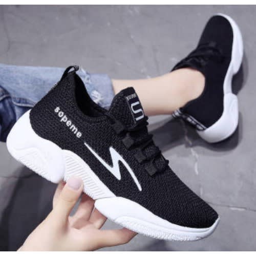 Women's Sneakers Running Shoes - White & Black