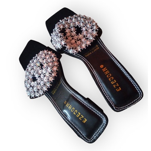 White Low Heel Slippers For Women