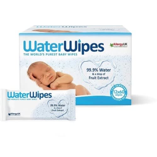Waterwipes Baby Wipes, 99.9% Water, Unscented, Sensitive, Newborn Skin, 720 Wet Wipes (12)