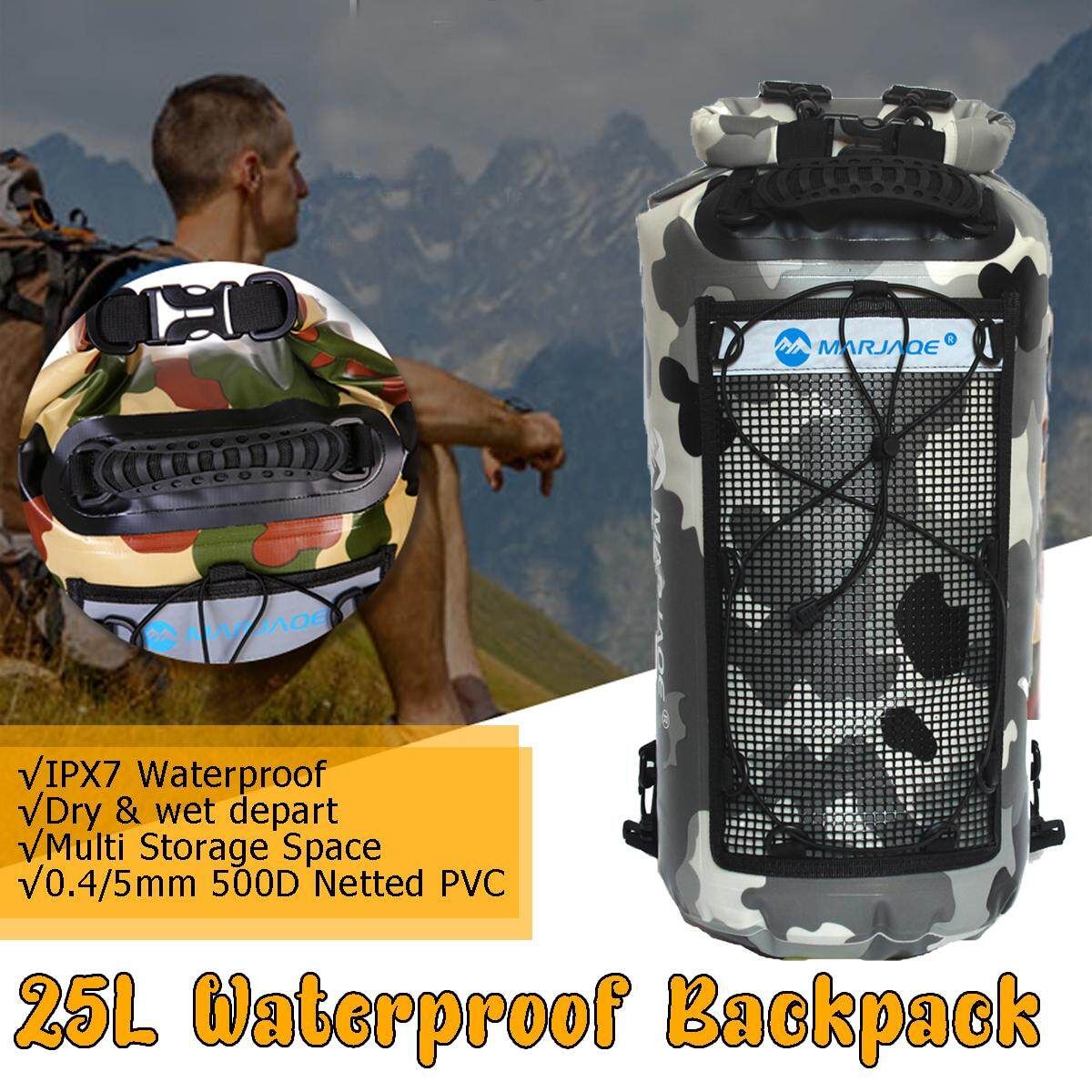 MARJAQE 25L Sports Waterproof Bag Dry Bag Canoe Pouch Boating Kayak Hiking Rucksacks Blue