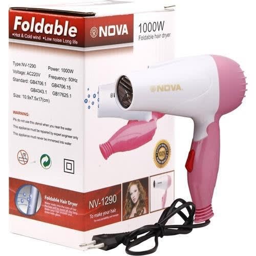 Foldable Professional Hair Dryer - 1000W- Pink