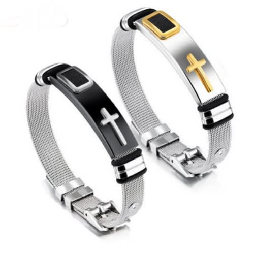 Men's Adjustable Cross Titanium Steel Bracelet- 2pcs