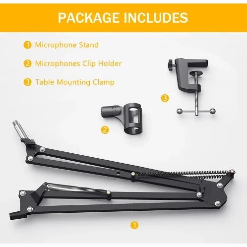 Adjustable Microphone Suspension - Scissor Arm Stand Holder With Microphone Clip Table