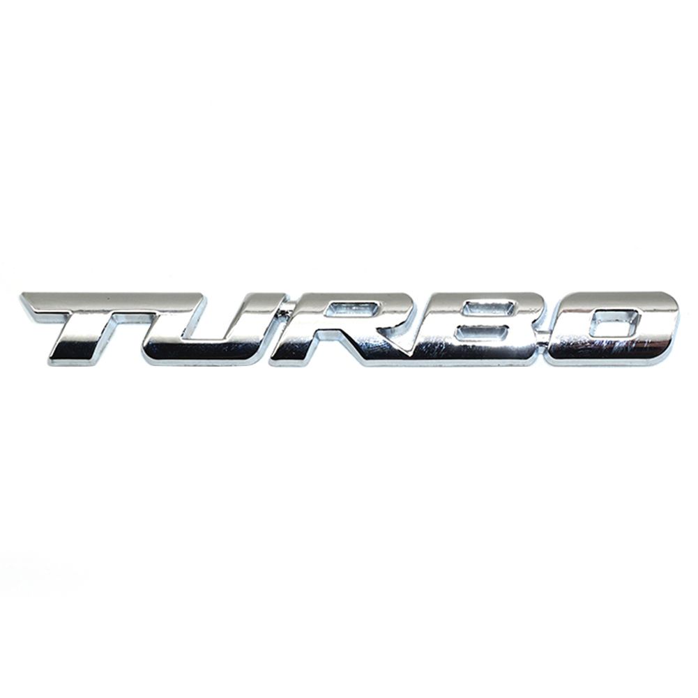 TURBO Letter Metal Car Badge Sticker Adhesive Auto-Silver
