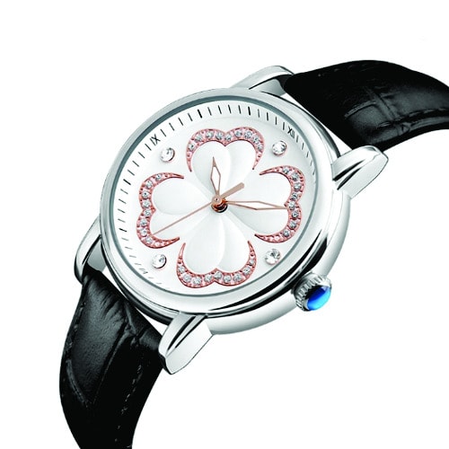 Women's Black Leather Strap Watch