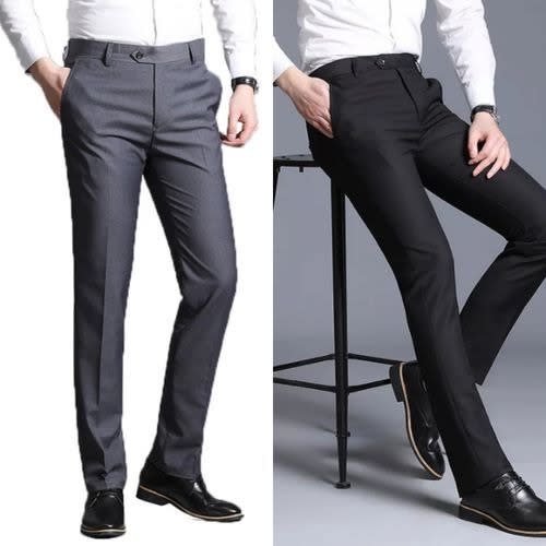 2-in- 1 Quality Fitted Men's Trouser - Black And Grey