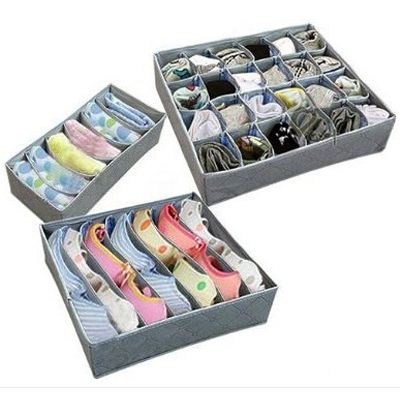 3 Pcs Foldable Box Charcoal Fibre Storage Bag For Bra