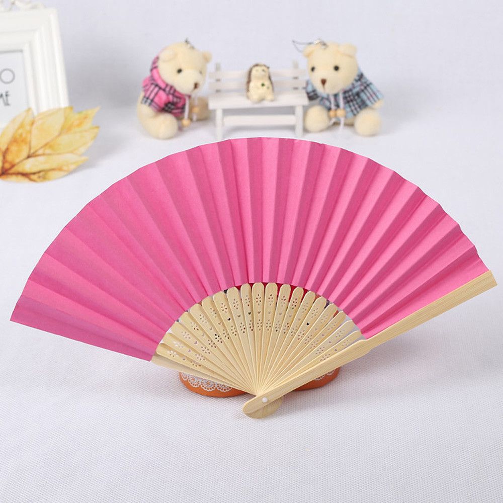 Folding Solid #10 7 New Pattern Multicolor Fan Held Paper Party Inch Folding Lace Dance Wedding Folding Silk Hand Fan Color