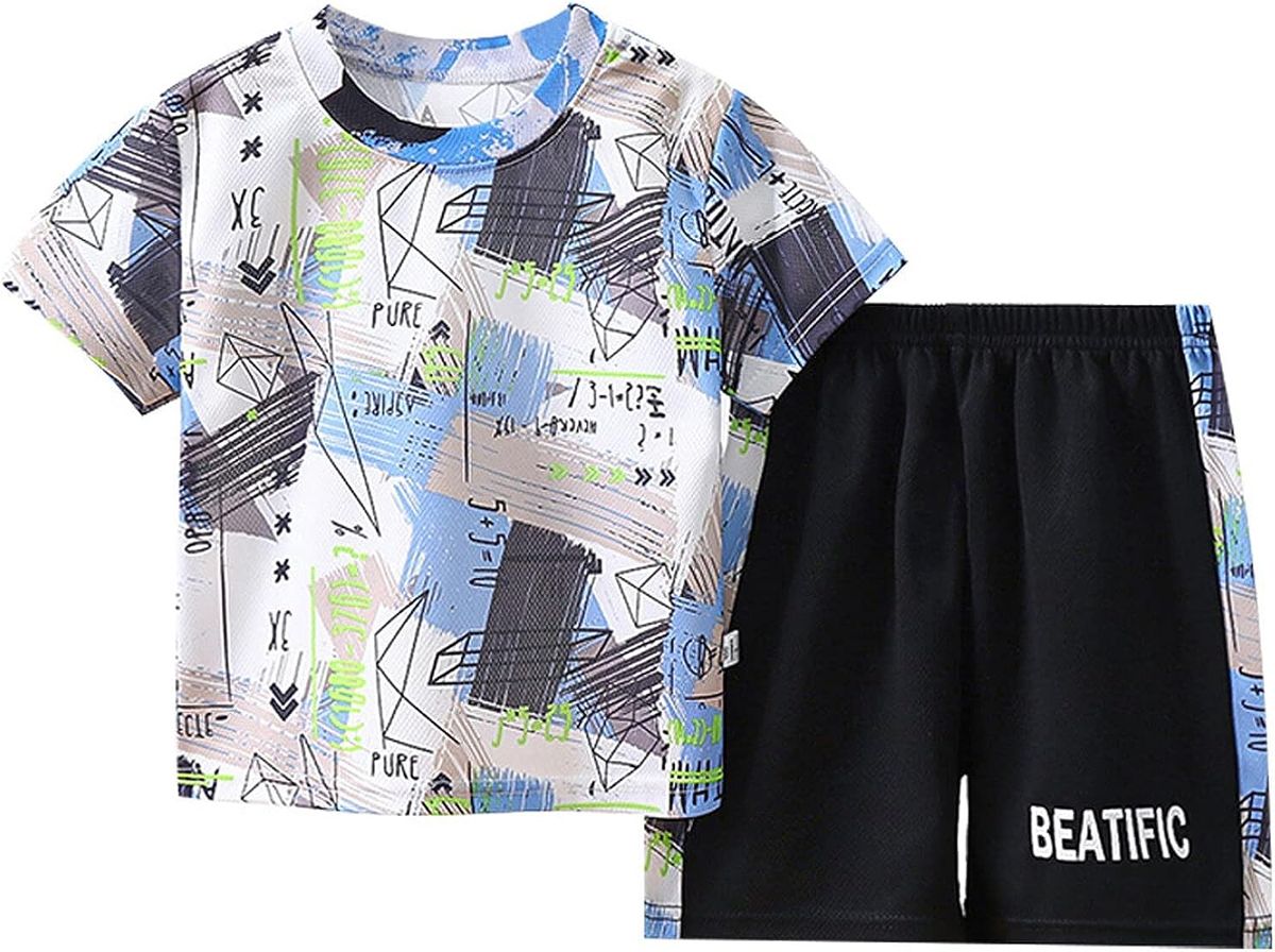 Summer Children's Graffiti Clothing Suit Boy Suit Short-sleeved Sunscreen Quick-drying Boy Suit